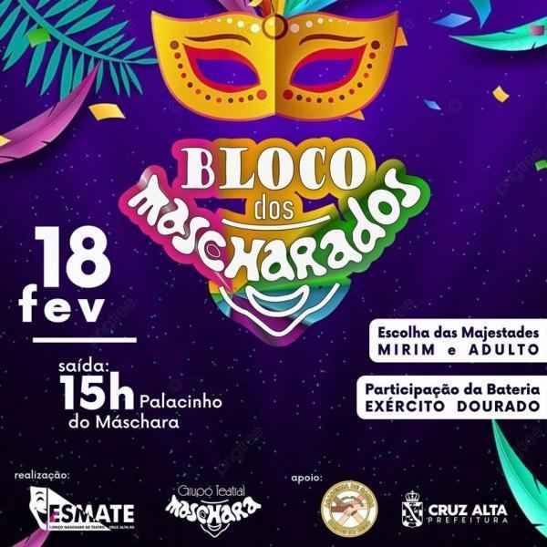 Bloco Os Máscharados vai as as ruas a partir das 15h deste sábado