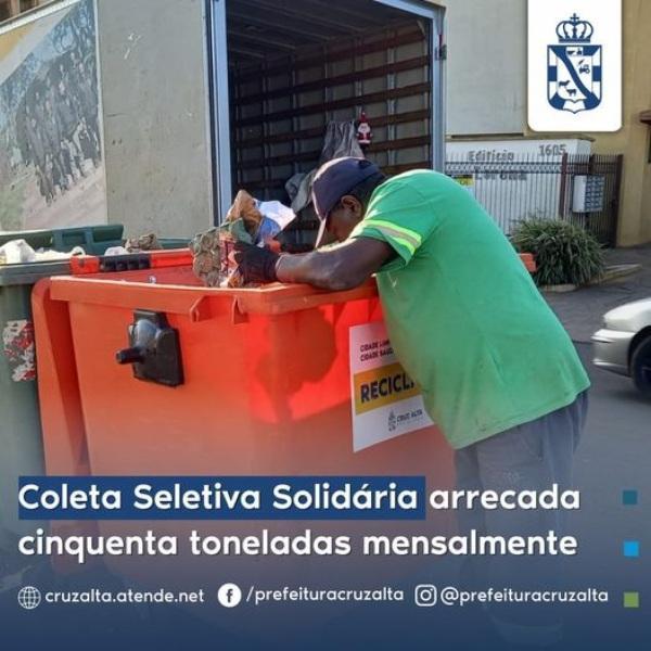 Coleta Seletiva Solidária arrecada cinquenta toneladas mensalmente
