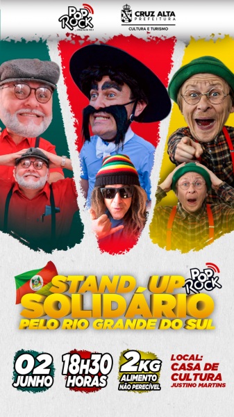 POP ROCK FM: Stand Up Solidário será realizado na Casa de Cultura dia 02 