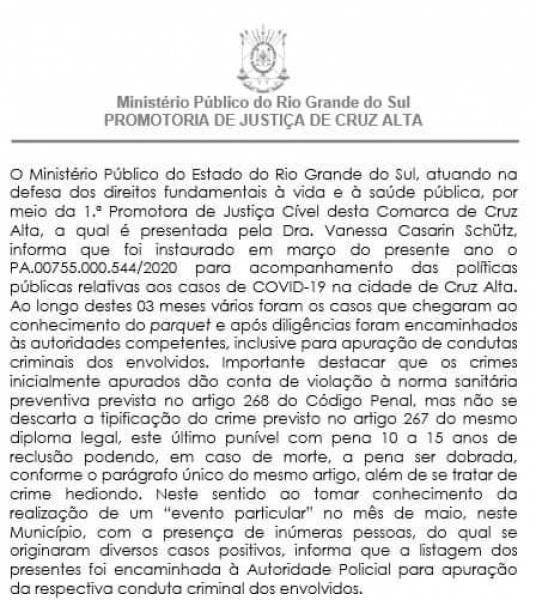 Evento Particular é alvo de investigação da promotoria em C. Alta