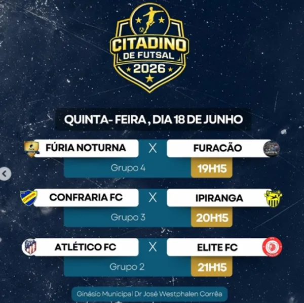 Citadino de Futsal terá três confrontos nesta quinta-feira