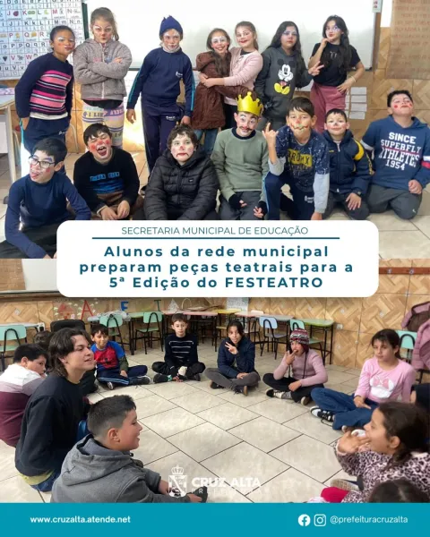 Alunos da rede municipal se preparam para o 5º FESTEATRO em Cruz Alta