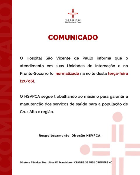 Hospital São Vicente de Paulo normaliza atendimentos após superlotação