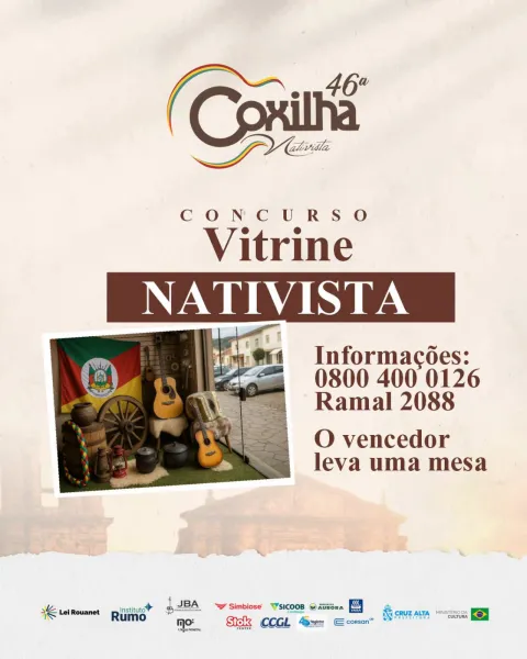 Concurso de Vitrines vai premiar comércio na 46ª Coxilha Nativista