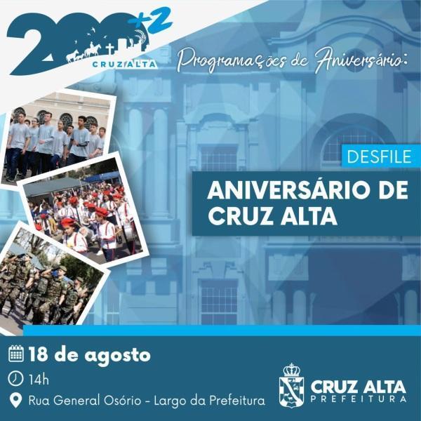 Aniversário de Cruz Alta: veja a programação completa do feriado