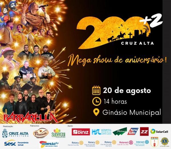 202 Anos de Cruz Alta: Mega Festa de aniversário será no domingo