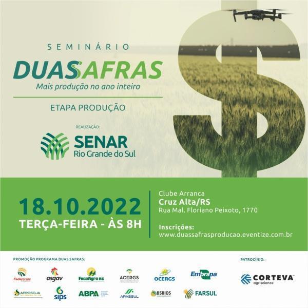 Seminário duas safras: mais produção o ano inteiro será nesta terça no Arranca