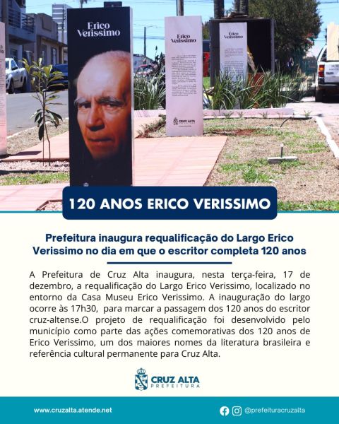 DAQUI A POUCO> Inauguração do Largo Erico Verissimo em torno do Museu