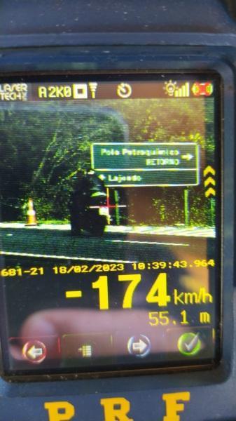 PRF flagra motociclista trafegando a 174 km/h na BR-386