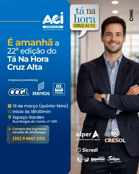Tá na Hora Cruz Alta ocorre nesta quarta com foco no desenvolvimento