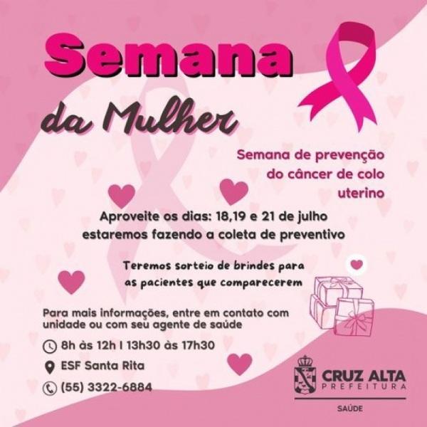Semana de prevenção ao câncer de colo uterino inicia hoje na ESF Santa Rita