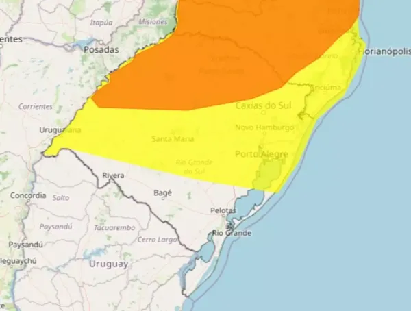 INMET emite alertas para tempestades no Rio Grande do Sul neste sábado