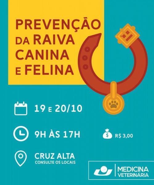 Mutirão de vacinação contra a raiva canina e felina será neste fim de semana