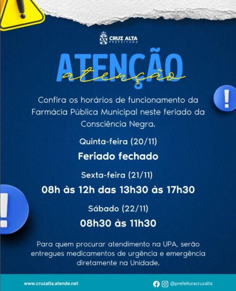 Farmácia Pública ajusta horários no feriado da Consciência Negra