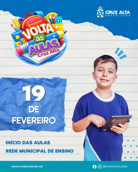 HOJE> Mais de 5.000 alunos da rede municipal voltam às aulas em Cruz Alta