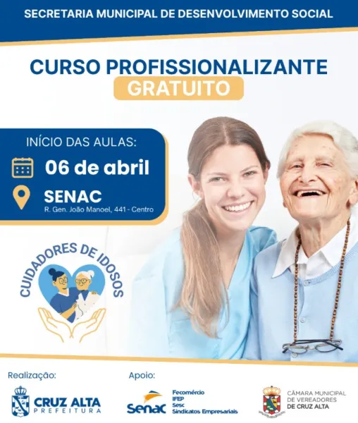 TURMA JÁ PREENCHIDA>Prefeitura e Senac oferecem curso de cuidadores de Idosos