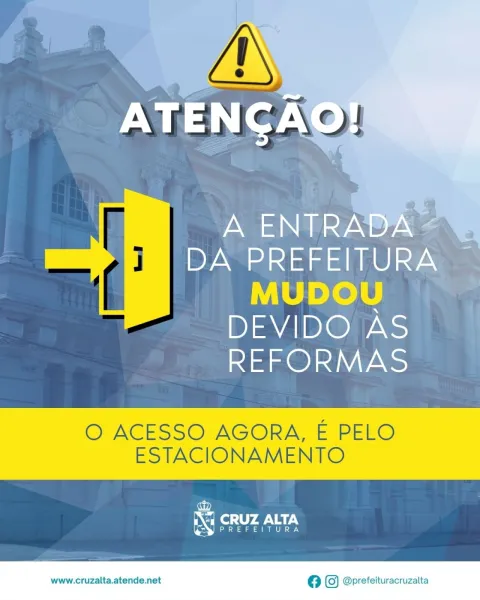 Entrada da Prefeitura muda temporariamente durante reformas