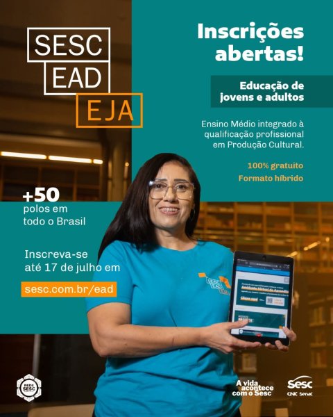 Sesc Cruz Alta oferece 35 vagas em curso gratuito de EJA