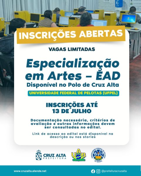Inscrições Abertas Para Especialização Em Artes Ead Na UAB Polo Cruz Alta