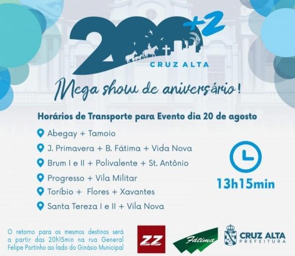 Confira os horários do transporte gratuito para as festividades de hoje