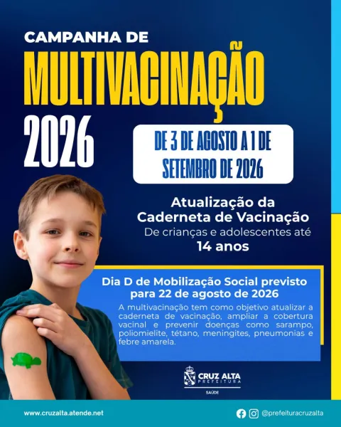 Campanha de Multivacinação mobiliza crianças e adolescentes em Cruz Alta