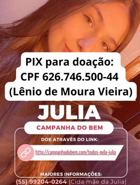Campanha Solidária Todos pela Julia mobiliza Cruz-Altenses na internet