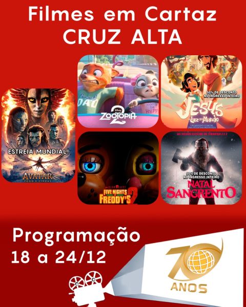 DOMINGO: Confira a programação de filmes  no Cine Globo de Cruz Alta