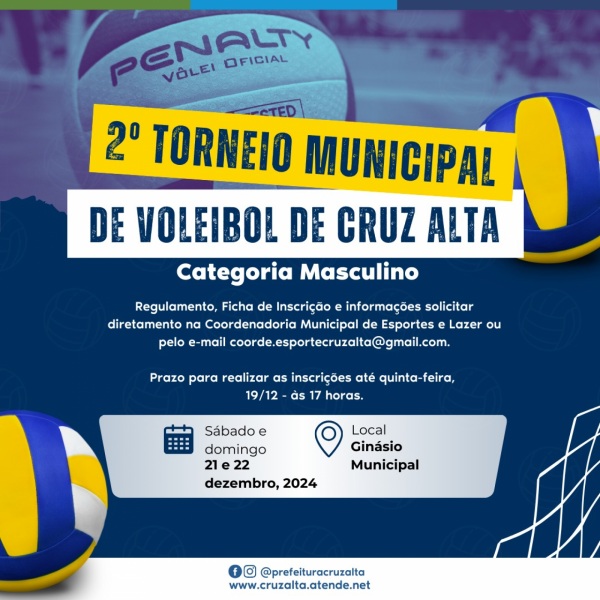 2º Torneio Municipal de Voleibol Masculino será realizado no fim de semana
