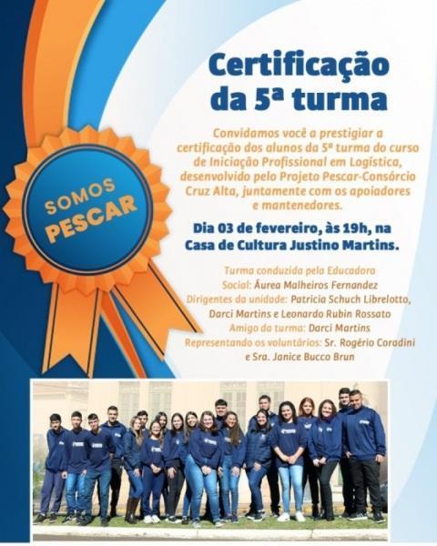 Certificados da 5ª turma do Projeto Pescar serão entregues no próximo dia 3