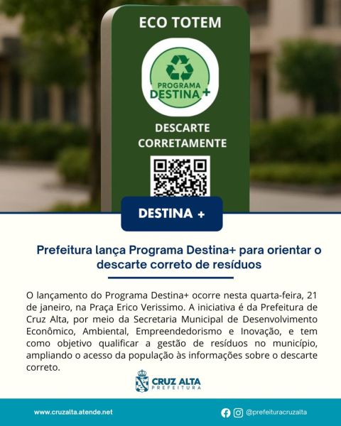 Prefeitura lança Programa Destina+ para orientar o descarte correto de resíduo
