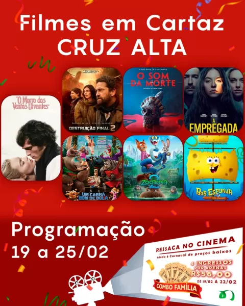 DOMINGO: Confira a programação de filmes  no Cine Globo de Cruz Alta