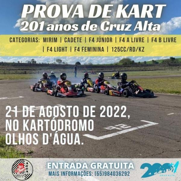 Prova de Kart celebra os 201 anos de Cruz Alta neste domingo