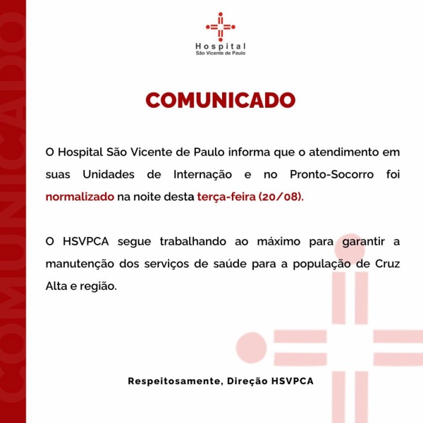 Hospital São Vicente de Paulo Normaliza Atendimento Integral 