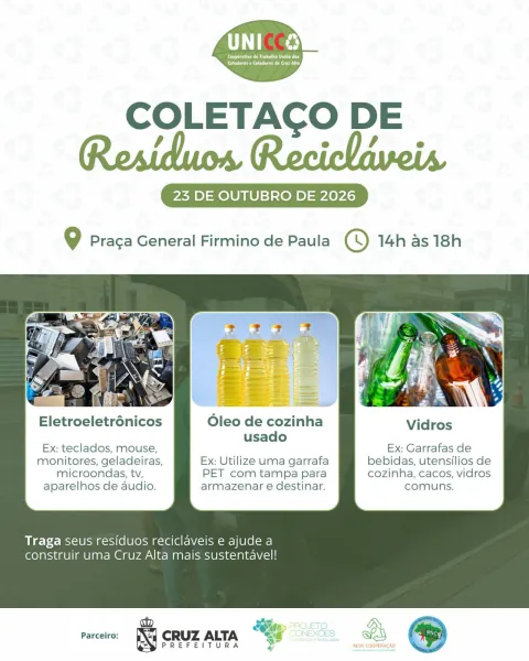 Cruz Alta terá coleta de resíduos recicláveis nesta sexta-feira