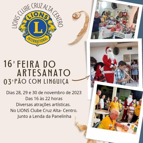 16ª Feira do Artesanato e 3º Pão com Linguiça do Lions será na semana que vem
