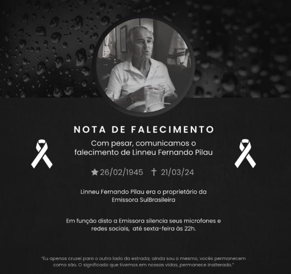 Morre aos 79 anos, Linneu Fernando Pilau, um dos fundadores do Grupo Pilau