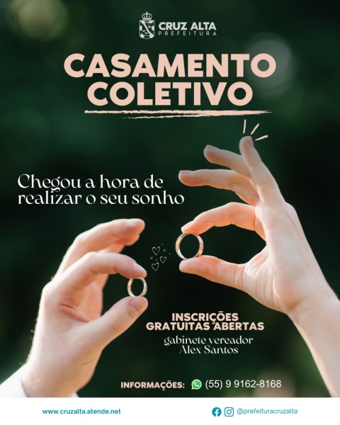 CASAMENTO COLETIVO GRATUITO> Seguem abertas as inscrições