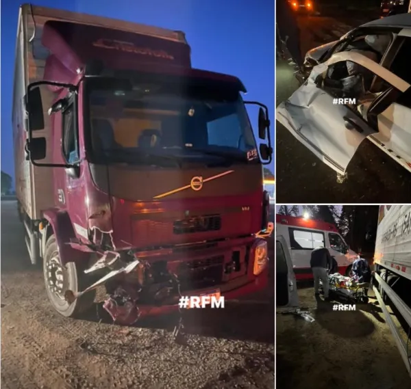 Colisão entre caminhão e carro deixa ferido na BR-158 em Cruz Alta