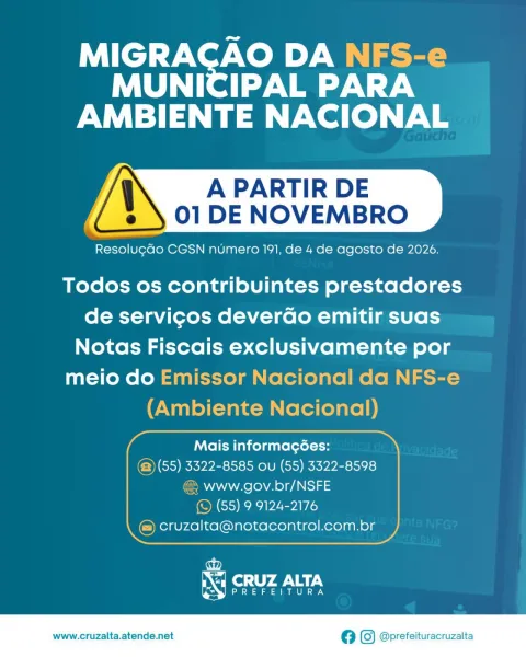 Cruz Alta terá mudança na emissão de notas fiscais de serviços