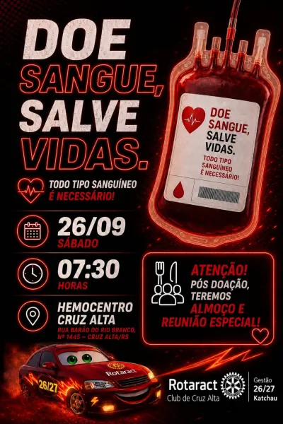 Rotaract promove ação de doação de sangue em Cruz Alta