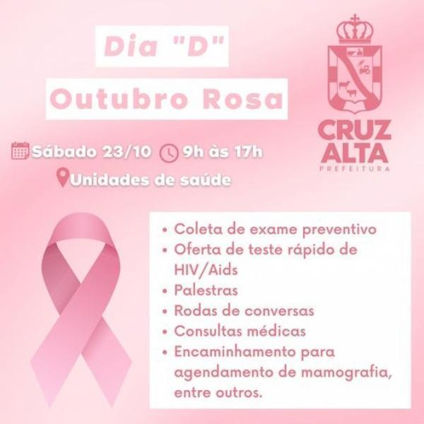 Unidades de saúde realizam dia D do Outubro Rosa neste sábado