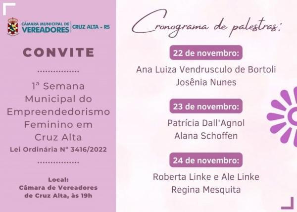 1º Semana Municipal do Empreendedorismo Feminino inicia amanhã