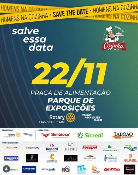 É HOJE> Homens na Cozinha 2025 promovido pelo Rotary Cub de Cruz Alta