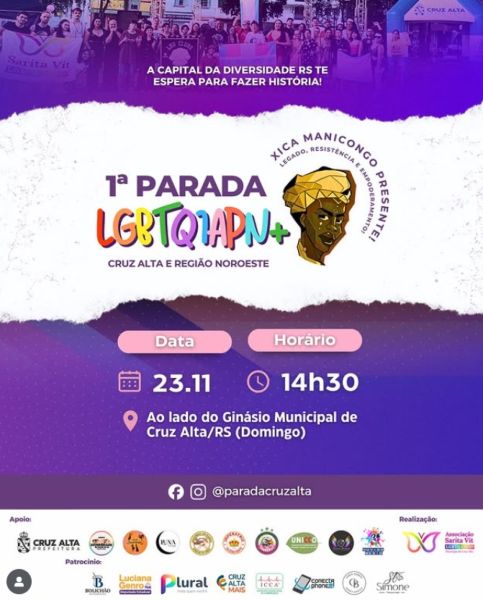 Cruz Alta se prepara para a 1ª Parada LGBTQIAPN+ no domingo