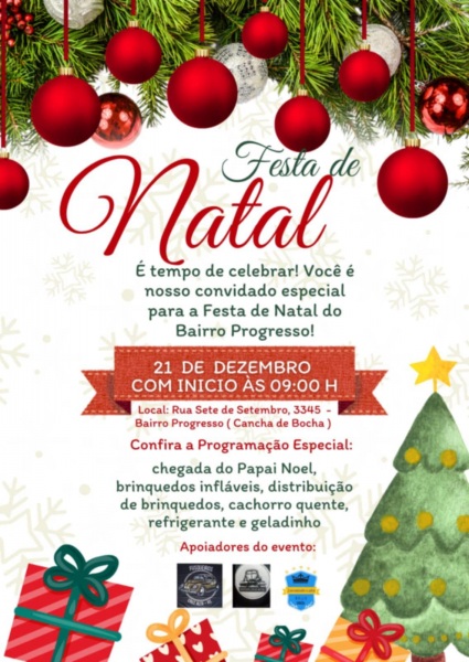 HOJE> Festa de Natal no Bairro Progresso promete diversão para toda a família