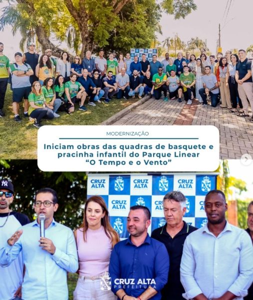 Obras das quadras de basquete e do Parque Linear têm início em Cruz Alta