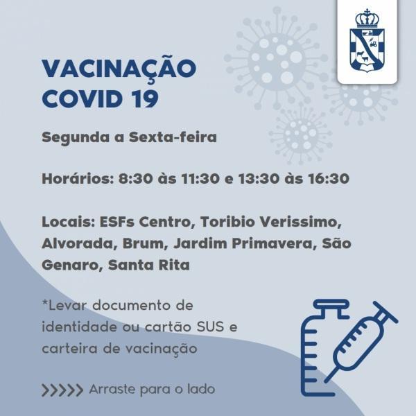 COVID: vacinação segue nesta quinta-feira em sete unidades de saúde