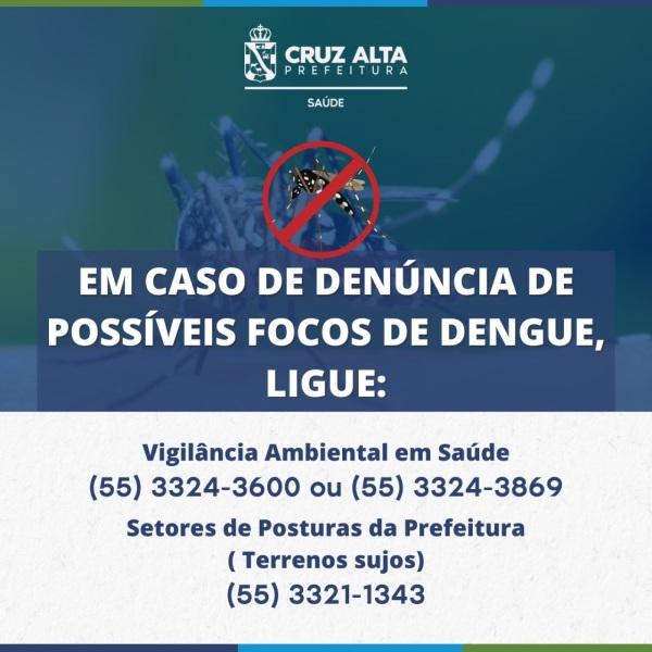 DENGUE: telefones para denúncias de possíveis focos do mosquito são divulgados