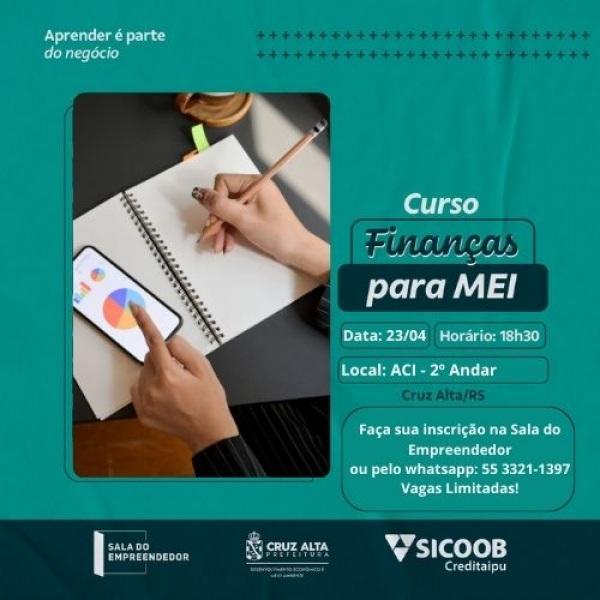 Curso de finanças para MEI será realizado nesta terça na ACI Cruz Alta