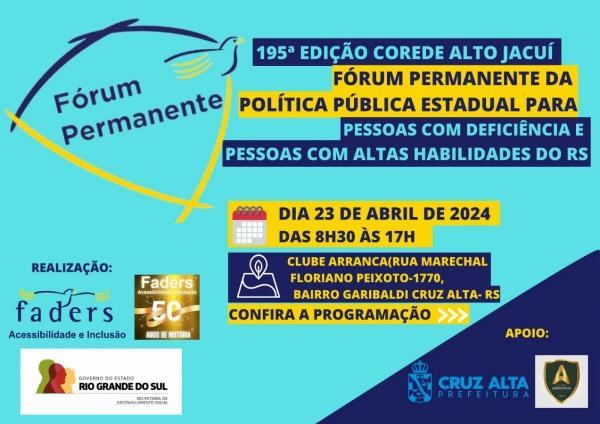 É HOJE: 195º Fórum Permanente de políticas para pessoas com deficiência 